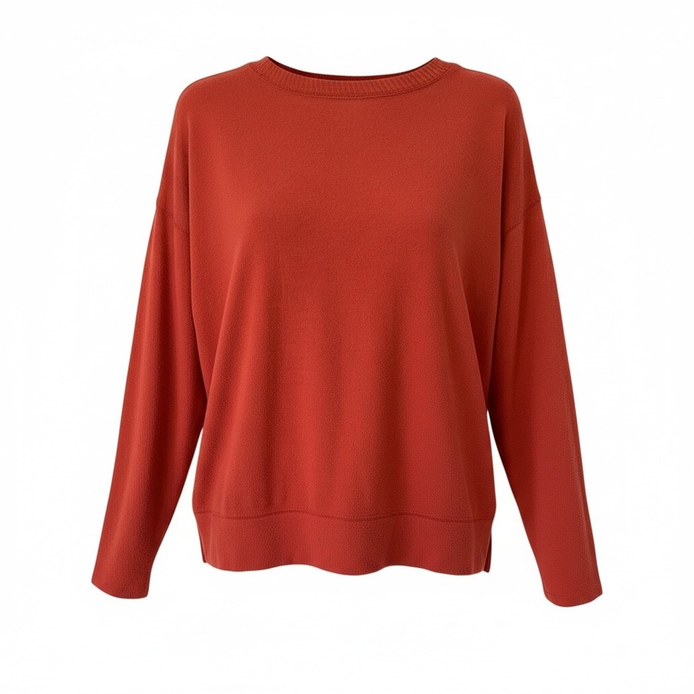 Lucky Brand Women's Cozy Crewneck Sweatshirt Tandoori‎ Spice Small Soft Casual